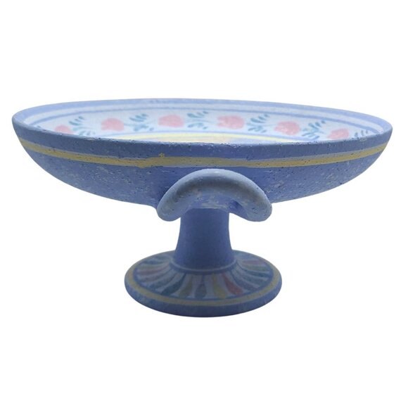 Minoan Art Pottery Hand Painted Ceramic Pedestal Bowl With Handles Museum Copy - Picture 5 of 11